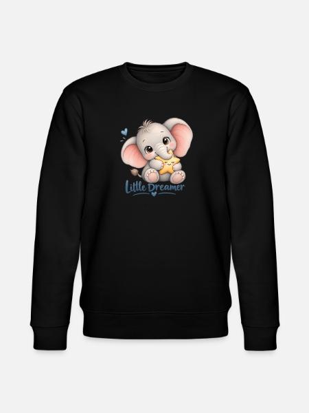 Kleiner Träumer Elefant & Stern - Stanley/Stella Unisex Bio-Sweatshirt CHANGER - Schwarz