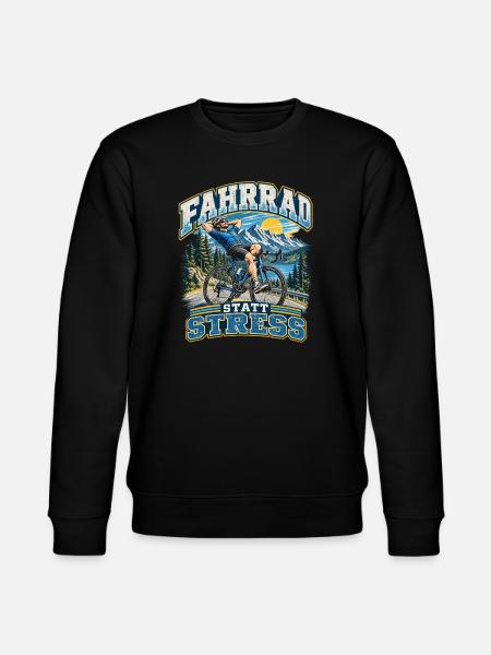 Fahrrad gegen Stress im Bergwald - Stanley/Stella Unisex Bio-Sweatshirt CHANGER  - Schwarz
