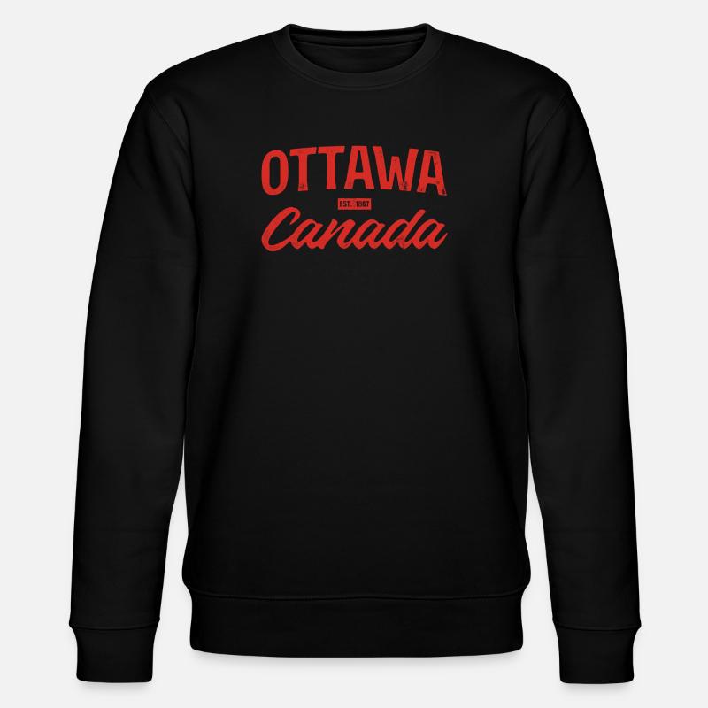 Ottawa Canada Retro Script Red - Stanley/Stella CHANGER Unisex Organic Sweatshirt - black