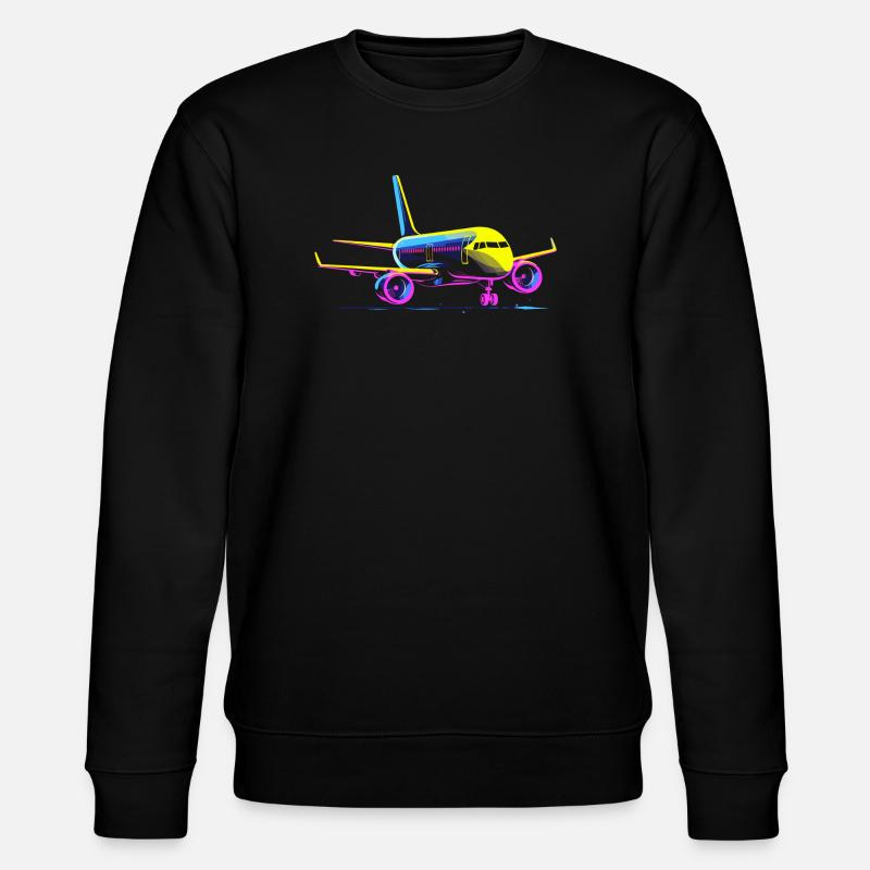 Flugzeug Cartoon Stil - Stanley/Stella Unisex Bio-Sweatshirt CHANGER  - Schwarz