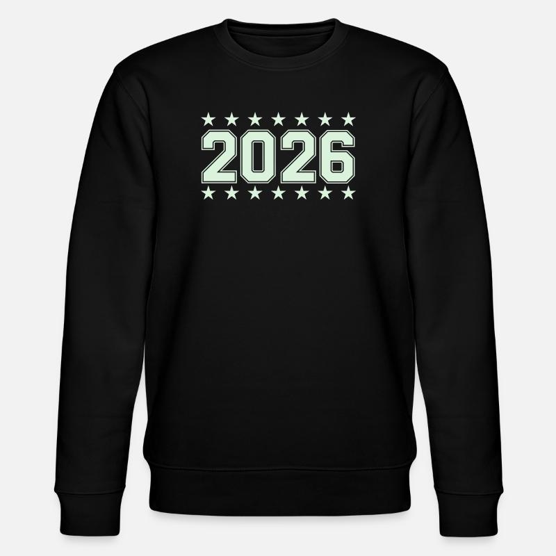 2026 Retro Blockschrift mit Sternen - Stanley/Stella Unisex Bio-Sweatshirt CHANGER - Schwarz