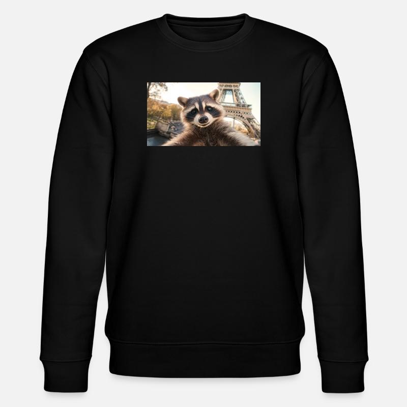 Waschbär in Paris - Stanley/Stella Unisex Bio-Sweatshirt CHANGER  - Schwarz