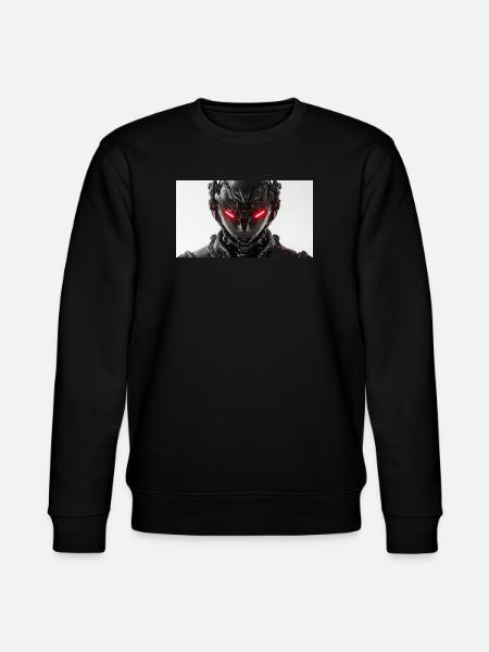 Futuristic robot with red glowing eyes - Stanley/Stella CHANGER Unisex Organic Sweatshirt - black