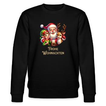 Frohe Weihnachten Weihnachtsmann Rentier Elfe - Stanley/Stella Unisex Bio-Sweatshirt CHANGER  - Schwarz - Vorne - Nik (191cm) & Marisol (170cm)