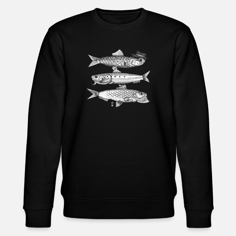 3 Fish - White - Stanley/Stella CHANGER Unisex Organic Sweatshirt - black