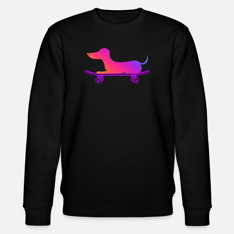Dackel mit Skateboard - Stanley/Stella Unisex Bio-Sweatshirt CHANGER  - Schwarz