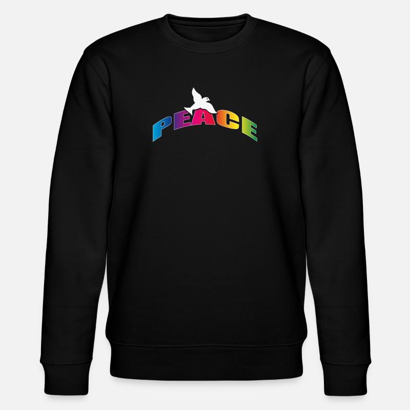 Peace mit Taube Regenbogenfarben - Stanley/Stella Unisex Bio-Sweatshirt CHANGER  - Schwarz