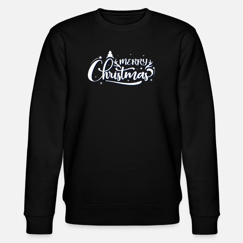 Ornate Merry Christmas Script - Stanley/Stella CHANGER Unisex Organic Sweatshirt - black