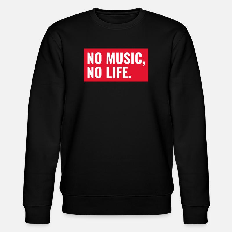 Musik-Statement auf rotem Hintergrund - Stanley/Stella Unisex Bio-Sweatshirt CHANGER  - Schwarz