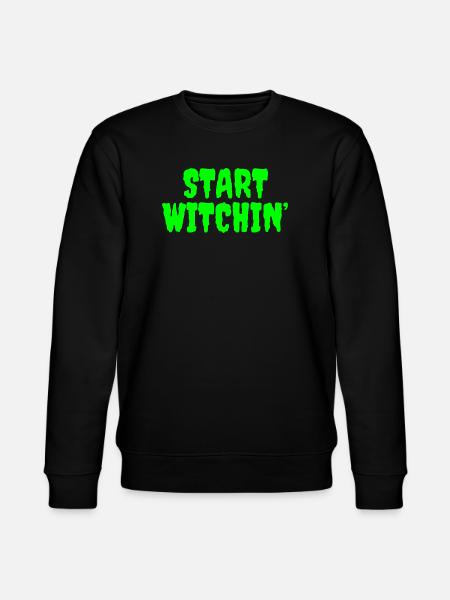 Vibrant Green Witching Start Phrase - Stanley/Stella CHANGER Unisex Organic Sweatshirt - black