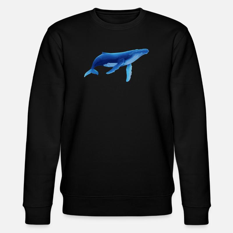 Wal in Blau mit Meeresmustern - Stanley/Stella Unisex Bio-Sweatshirt CHANGER  - Schwarz