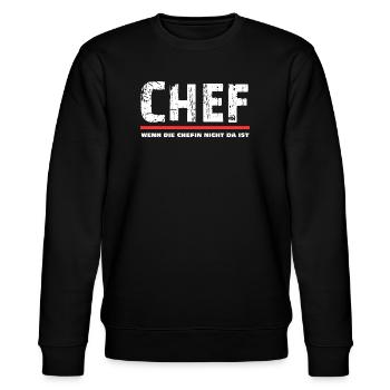 CHEF wenn die Chefin nicht da ist Spruch - Stanley/Stella Unisex Bio-Sweatshirt CHANGER  - Schwarz - Vorne - Nik (191cm) & Marisol (170cm)