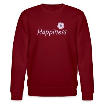 HAPPINESS - Stanley/Stella Unisex Bio-Sweatshirt CHANGER  - Burgunderrot - Vorne - Nik (191cm) & Marisol (170cm)