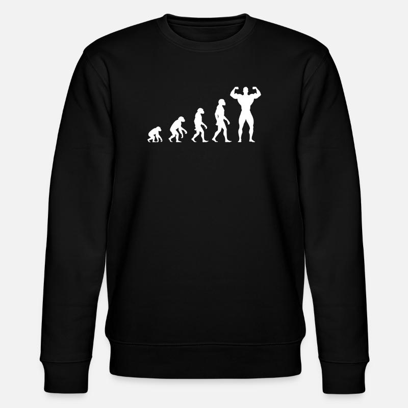 Evolution vom Urmenschen zum Muskelprotz - Stanley/Stella Unisex Bio-Sweatshirt CHANGER - Schwarz