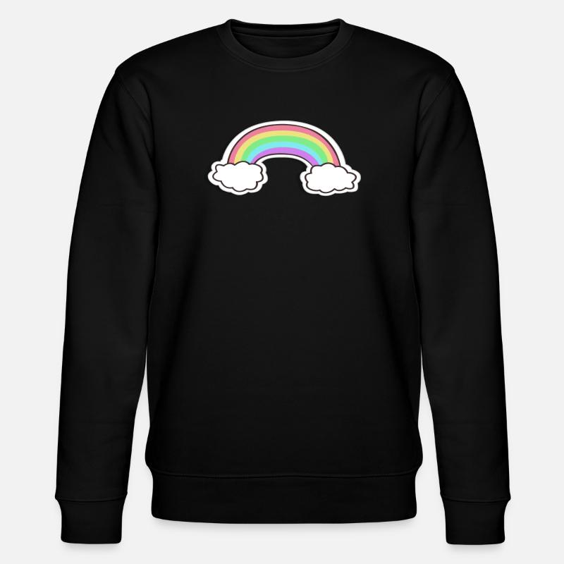 Pastellregenbogen mit Wolken Motiv - Stanley/Stella Unisex Bio-Sweatshirt CHANGER - Schwarz