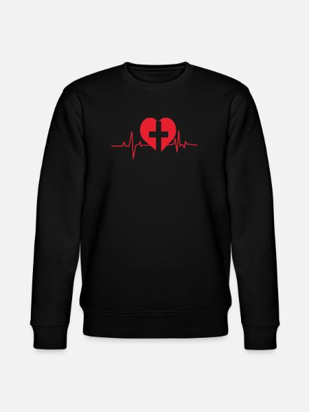 Crossed Heartbeat Design - Stanley/Stella CHANGER Unisex Organic Sweatshirt - black