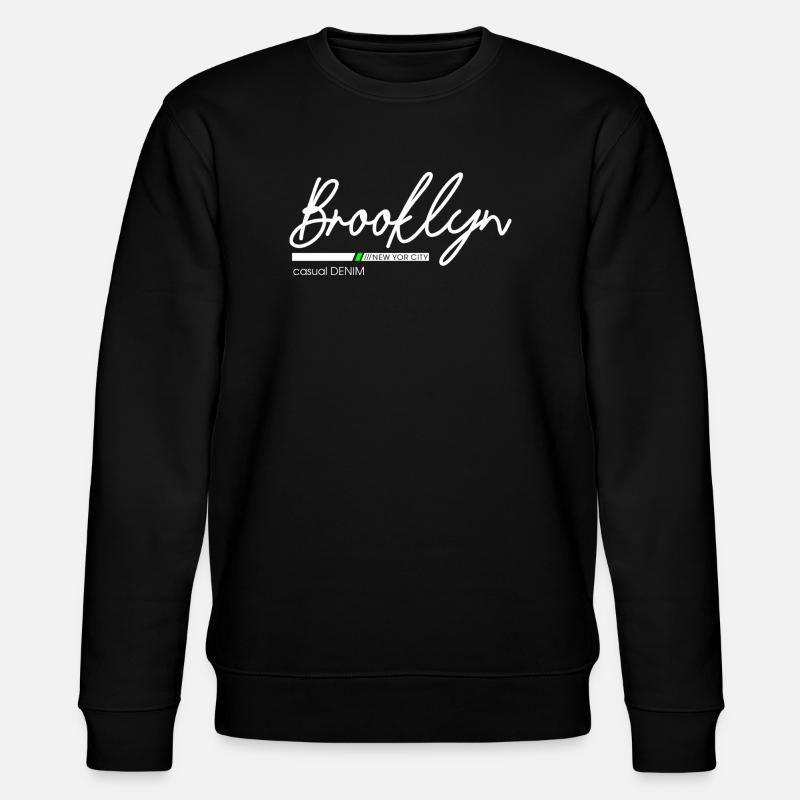 Stadtbild mit Neonlichtern und Bergblick - Stanley/Stella Unisex Bio-Sweatshirt CHANGER - Schwarz
