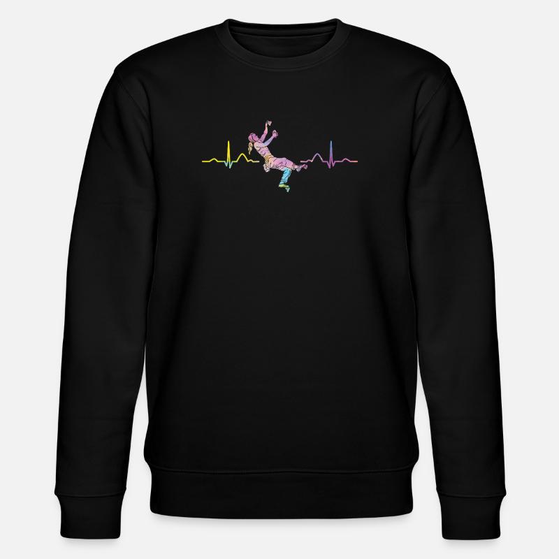 Boulderer heartbeat Bouldering Bouldering - Stanley/Stella CHANGER Unisex Organic Sweatshirt - black