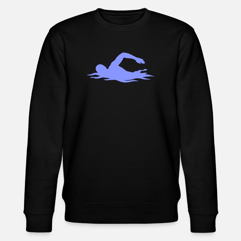 Swimming Silhouette Over Waves - Stanley/Stella CHANGER Unisex Organic Sweatshirt - black