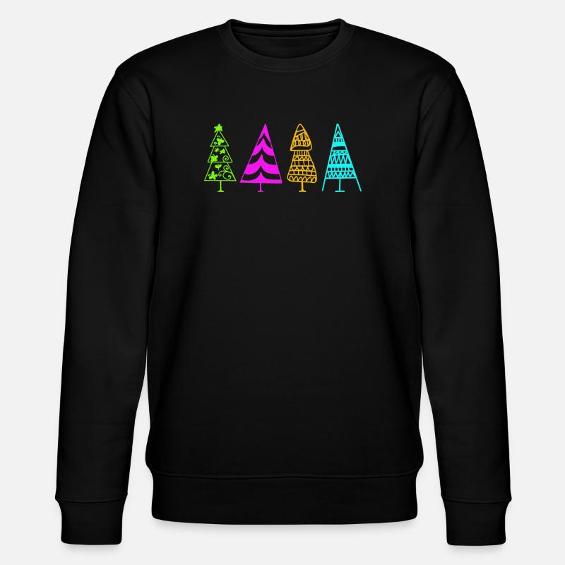Bunte Weihnachtsbaum-Illustration - Stanley/Stella Unisex Bio-Sweatshirt CHANGER  - Schwarz