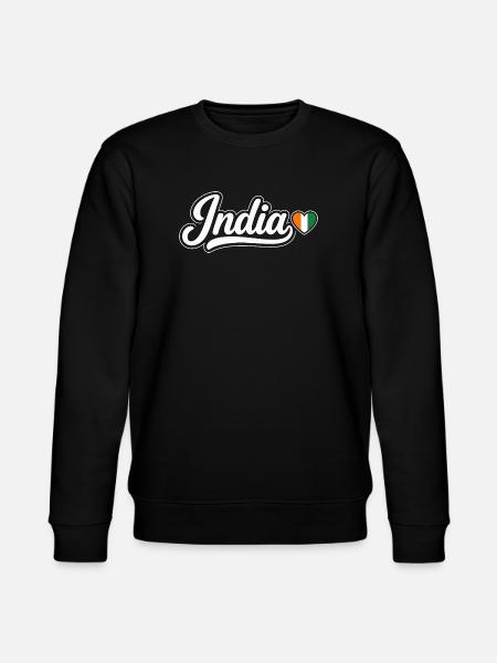 India Script with Flag Heart Patriotic - Stanley/Stella CHANGER Unisex Organic Sweatshirt - black