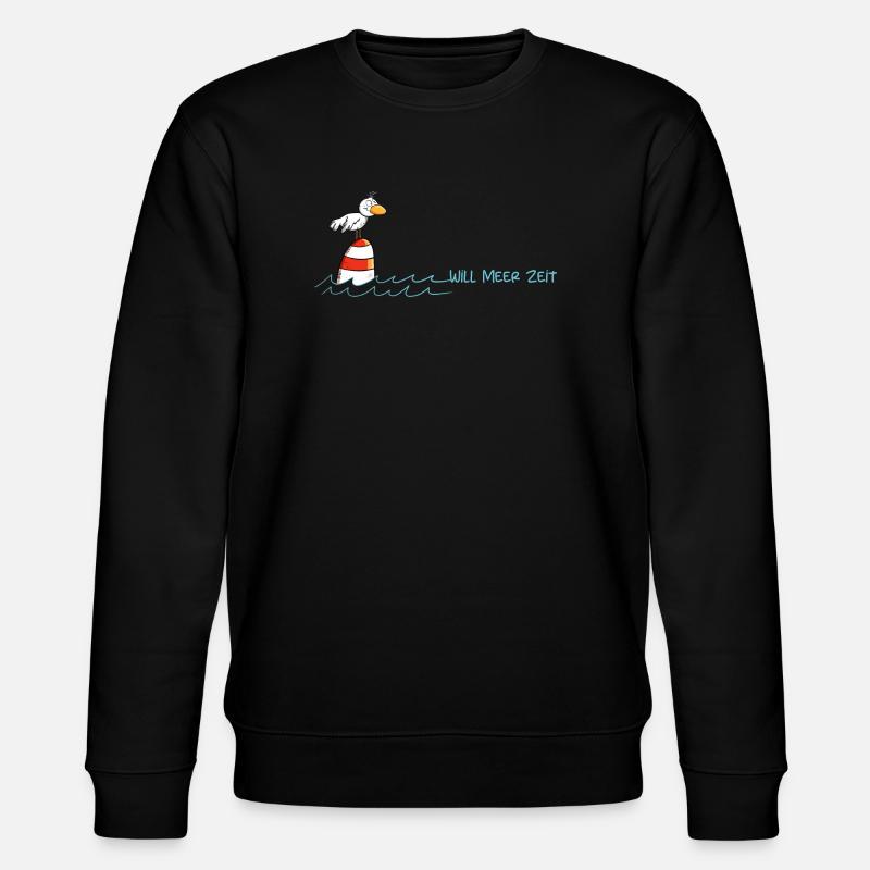 Drollige Möwe Will Meer Zeit - Stanley/Stella Unisex Bio-Sweatshirt CHANGER  - Schwarz
