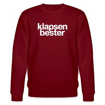 Klapsenbester Durchgeknallt Irrenhaus Büro Spruch - Stanley/Stella Unisex Bio-Sweatshirt CHANGER  - Burgunderrot - Vorne - Nik (191cm) & Marisol (170cm)