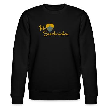 Ich liebe Saarbrücken - Schriftzug - Stanley/Stella Unisex Bio-Sweatshirt CHANGER  - Schwarz - Vorne - Nik (191cm) & Marisol (170cm)