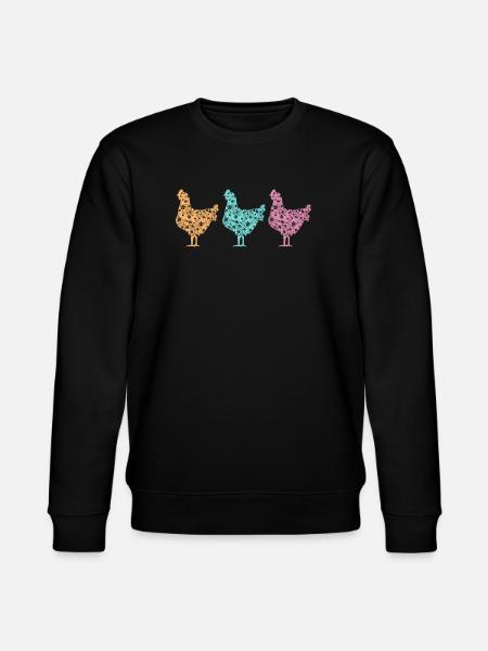 Pastel Chickens Silhouettes Pattern - Stanley/Stella CHANGER Unisex Organic Sweatshirt - black