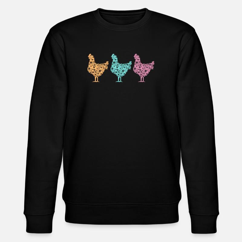 Pastel Chickens Silhouettes Pattern - Stanley/Stella CHANGER Unisex Organic Sweatshirt - black