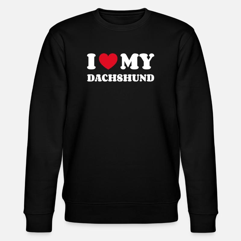 I Love My Dachshund Dackel - Stanley/Stella CHANGER Unisex Organic Sweatshirt - black