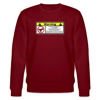 warning - Stanley/Stella CHANGER Unisex Organic Sweatshirt - burgundy - Front - Nik (191cm) & Marisol (170cm)