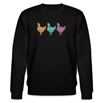 Fans de poulet - Coq - Coq - Poulet fleur - Bio - Sweat bio CHANGER Stanley/Stella Unisexe - noir - Devant - Nik (191cm) & Marisol (170cm)