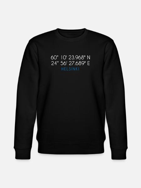 Helsinki Finland coordinates - Stanley/Stella CHANGER Unisex Organic Sweatshirt - black
