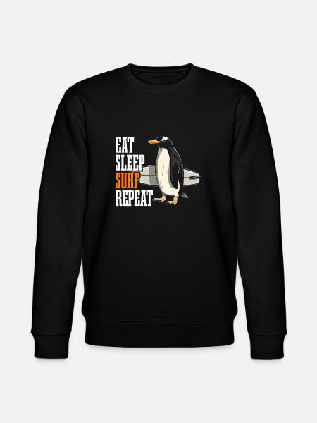 Penguin Surfing Surfer Funny Gift - Stanley/Stella CHANGER Unisex Organic Sweatshirt - black
