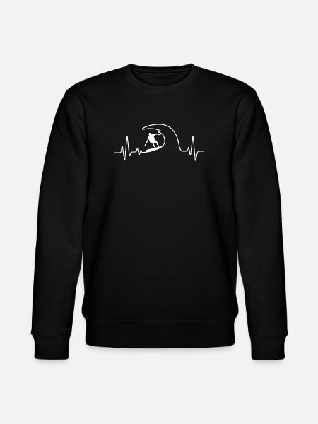 Surfing Wave Heartbeat Design - Stanley/Stella Unisex Bio-Sweatshirt CHANGER  - Schwarz
