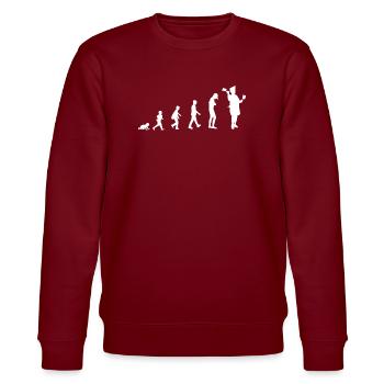 Evolution vom Baby zum Metzger / Beruf - Stanley/Stella Unisex Bio-Sweatshirt CHANGER  - Burgunderrot - Vorne - Nik (191cm) & Marisol (170cm)