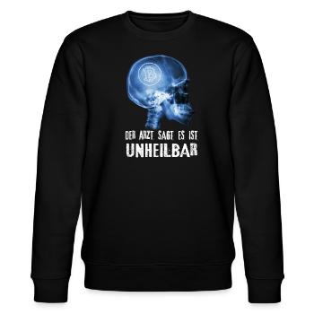 Bitcoin BTC Der Arzt Sagt es ist unheilbar - Stanley/Stella Unisex Bio-Sweatshirt CHANGER  - Schwarz - Vorne - Nik (191cm) & Marisol (170cm)