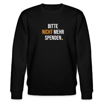 Bitcoin Bitte Nicht Mehr Spenden BTC - Stanley/Stella Unisex Bio-Sweatshirt CHANGER  - Schwarz - Vorne - Nik (191cm) & Marisol (170cm)