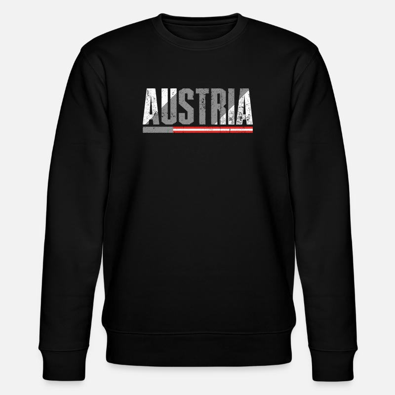 Austria Bold Distressed Flag - Stanley/Stella CHANGER Unisex Organic Sweatshirt - black