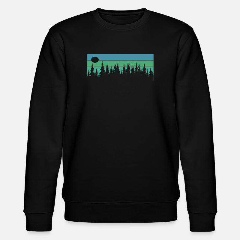 Wald Holz Retro Vintage Bäume - Stanley/Stella Unisex Bio-Sweatshirt CHANGER  - Schwarz