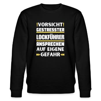 Don't talk to stressed decoy leaders! - Stanley/Stella CHANGER Unisex Organic Sweatshirt - black - Front - Nik (191cm) & Marisol (170cm)