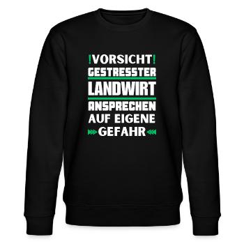 Gestresster Landwirt nicht ansprechen! - Stanley/Stella Unisex Bio-Sweatshirt CHANGER  - Schwarz - Vorne - Nik (191cm) & Marisol (170cm)