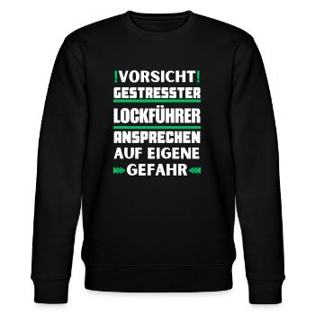 Don't talk to stressed decoy leaders! - Stanley/Stella CHANGER Unisex Organic Sweatshirt - black - Front - Nik (191cm) & Marisol (170cm)