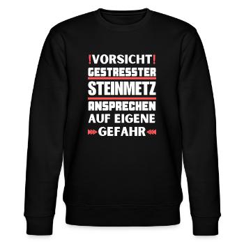 Don't talk to stressed stonemasons! - Stanley/Stella CHANGER Unisex Organic Sweatshirt - black - Front - Nik (191cm) & Marisol (170cm)