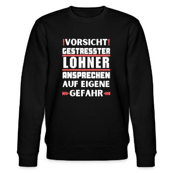 Don't talk to stressed wage-earners! - Stanley/Stella CHANGER Unisex Organic Sweatshirt - black - Front - Nik (191cm) & Marisol (170cm)