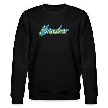 Bündner Schriftzug gelb-blau - Stanley/Stella Unisex Bio-Sweatshirt CHANGER  - Schwarz - Vorne - Nik (191cm) & Marisol (170cm)