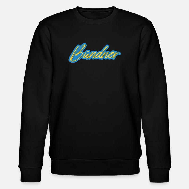 Bündner Schriftzug gelb-blau - Stanley/Stella Unisex Bio-Sweatshirt CHANGER  - Schwarz