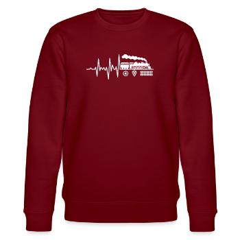 Train Locomotive Railway Zigzag Wave Steam Locomotive - Stanley/Stella CHANGER Unisex Organic Sweatshirt - burgundy - Front - Nik (191cm) & Marisol (170cm)