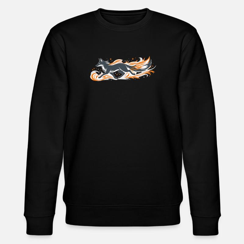 Flammender Fuchs im Feuerflug - Stanley/Stella Unisex Bio-Sweatshirt CHANGER  - Schwarz